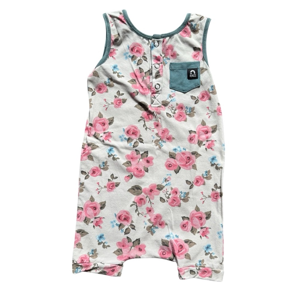 Rags Floral Henley Shorts Romper